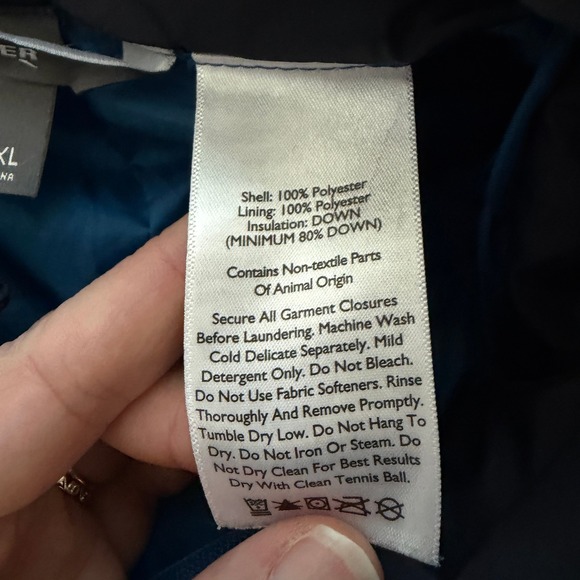 Eddie Bauer EB650 Puffer Jacket Mens XXL 2XL Blue Down Insulated Gorpcore Winter - Picture 8 of 11